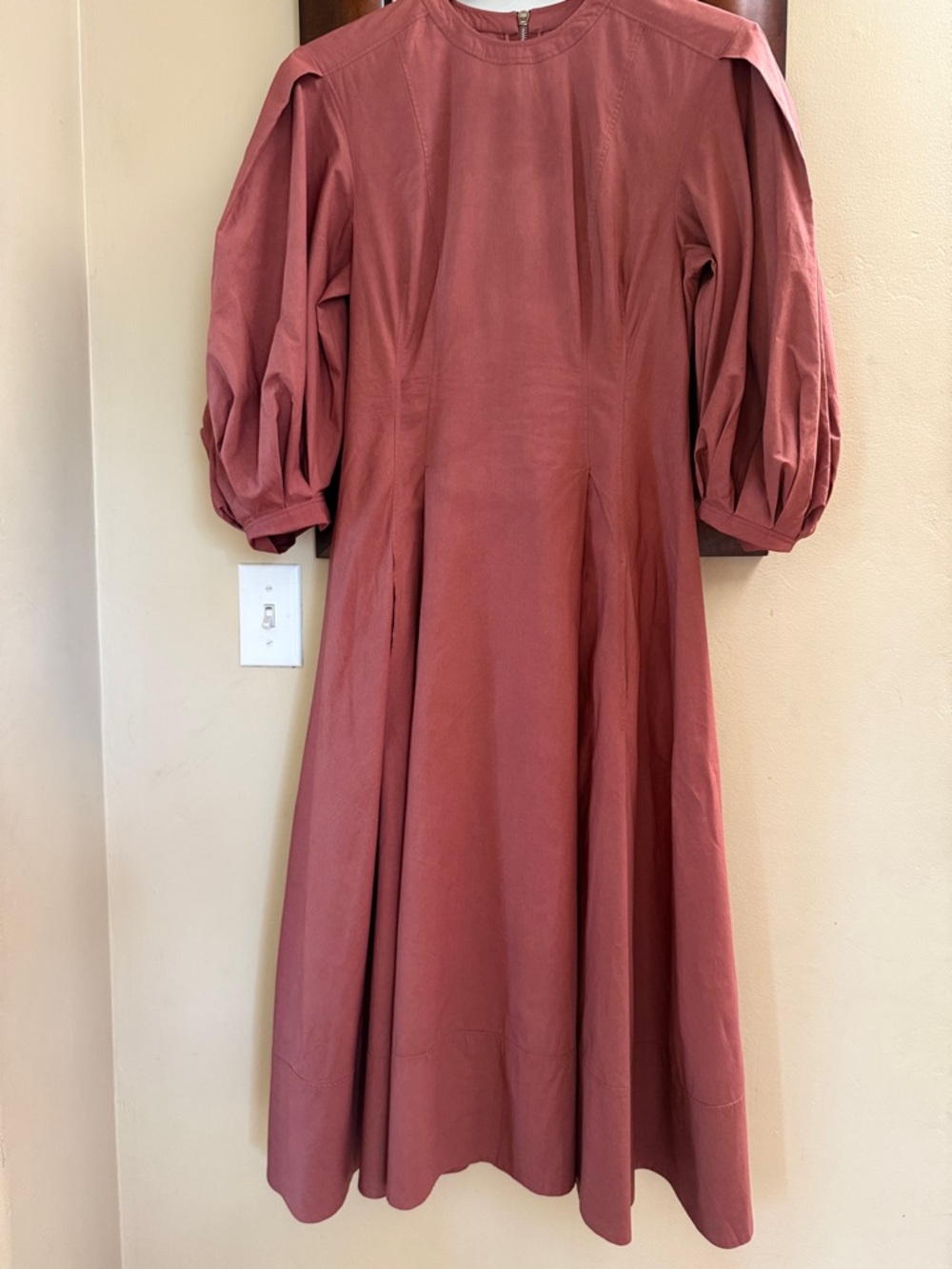 Another Tomorrow Organic Cotton Poplin Puff Sleeve Midi Dress Made in Italy 36 - Picture 7 of 10